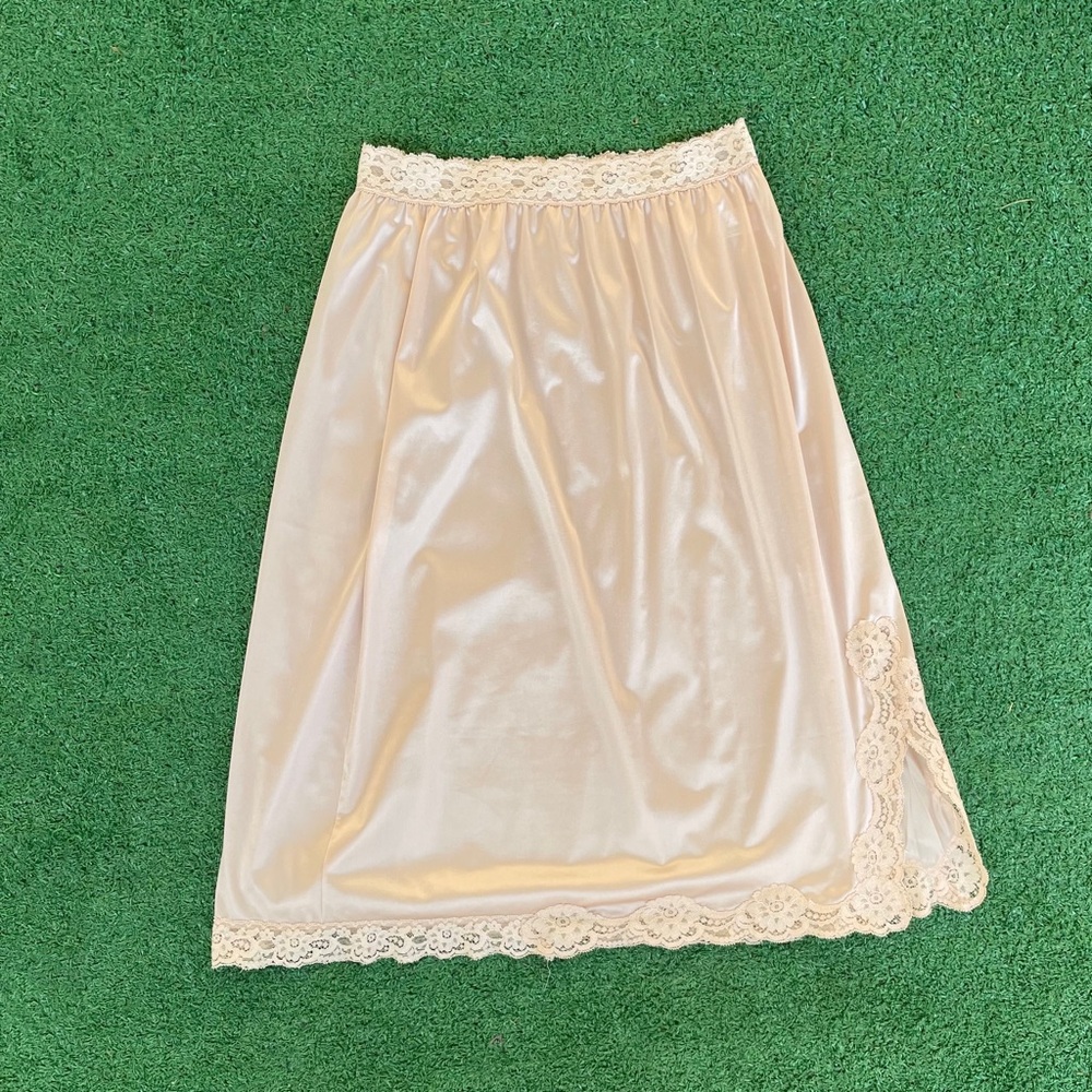 Vintage Vassarette Pink Satin Half Slip with Lace Trim - Picture 2 of 8